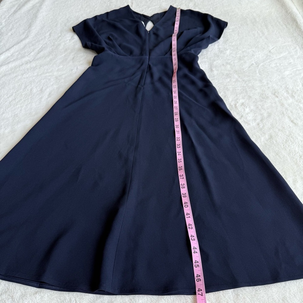Victoria Beckham Crepe Dolman Sleeve Cut Out Navy Blue Midi Dress S (4) - Picture 4 of 13